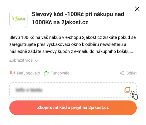 Návod jak zkopírovat slevový kód 2jakost.cz