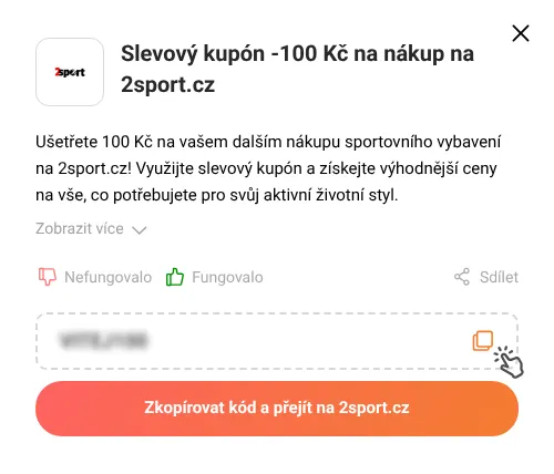 Návod jak zkopírovat slevový kupón 2sport.cz