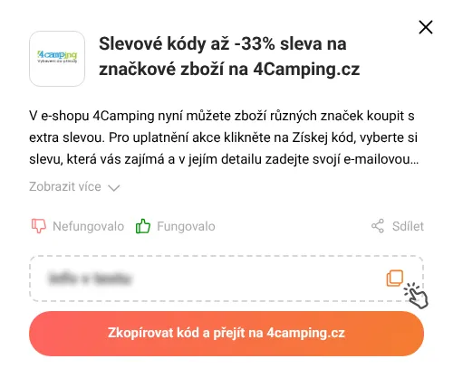 Návod jak zkopírovat slevový poukaz 4camping.cz