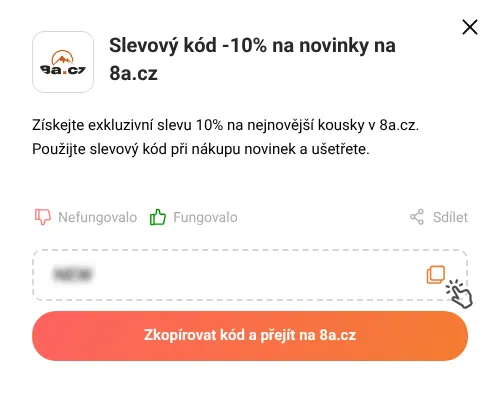 Návod jak zkopírovat slevový kód 8a.cz