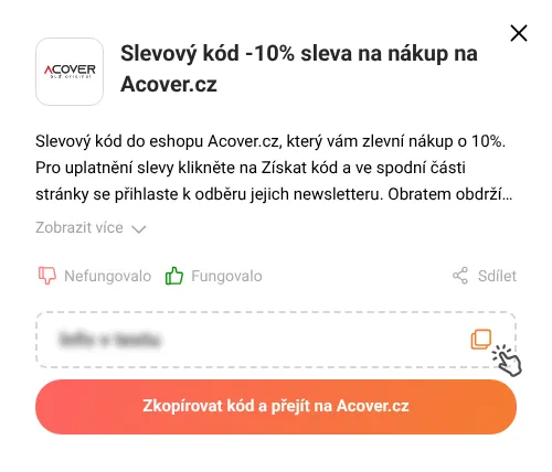 Návod jak zkopírovat slevový kód Acover.cz