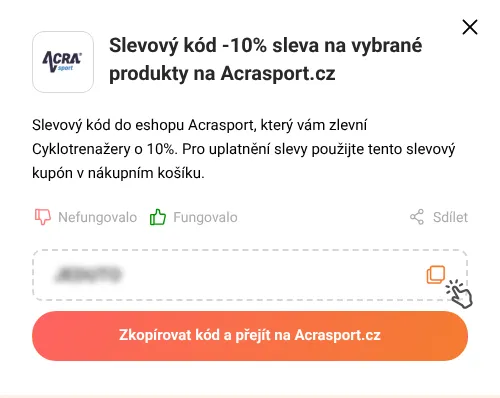 Návod jak zkopírovat slevový kód Acrasport.cz