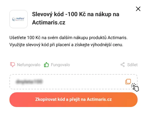 Návod jak zkopírovat slevový kupón Actimaris.cz