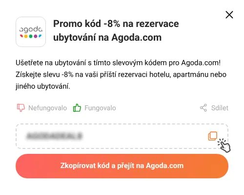 Návod jak zkopírovat slevový kód Agoda.com