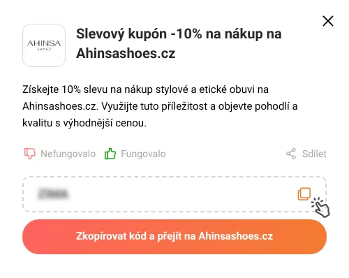 Návod jak zkopírovat slevový kód Ahinsashoes.cz