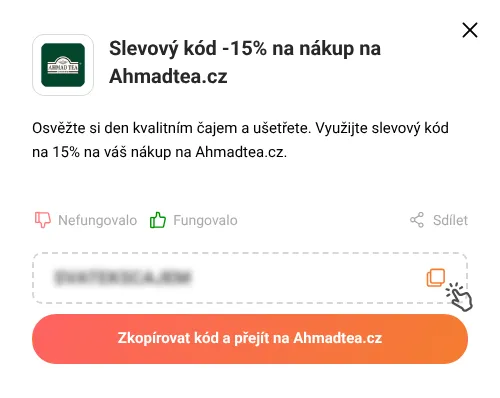 Návod jak zkopírovat slevový kupón Ahmadtea.cz
