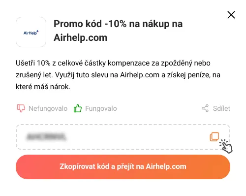 Návod jak zkopírovat slevový kód Airhelp.com