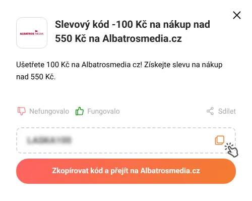 Návod jak zkopírovat slevový kód Albatrosmedia.cz