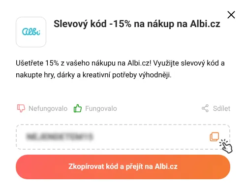Návod jak zkopírovat slevový kód Albi.cz