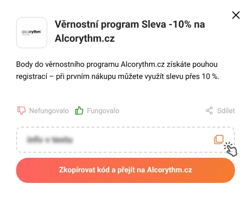 Návod jak zkopírovat slevový kód Alcorythm.cz