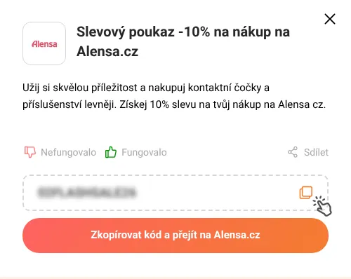 Návod jak zkopírovat slevový kód Alensa.cz