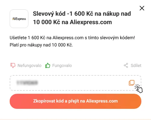 Návod jak zkopírovat promo kód Aliexpress.com