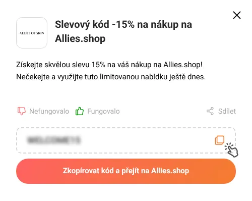 Návod jak zkopírovat slevový kód Allies.shop