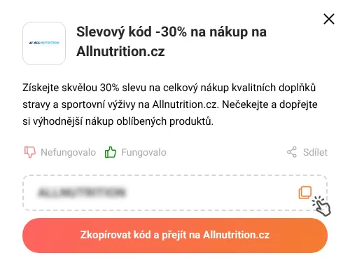 Návod jak zkopírovat slevový kupón Allnutrition.cz