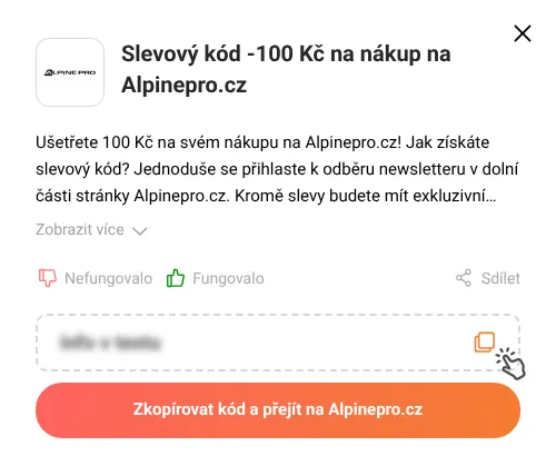 Návod jak zkopírovat slevový kód Alpinepro.cz