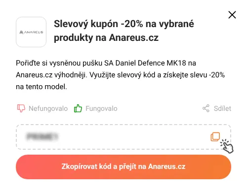 Návod jak zkopírovat slevový kód Anareus.cz