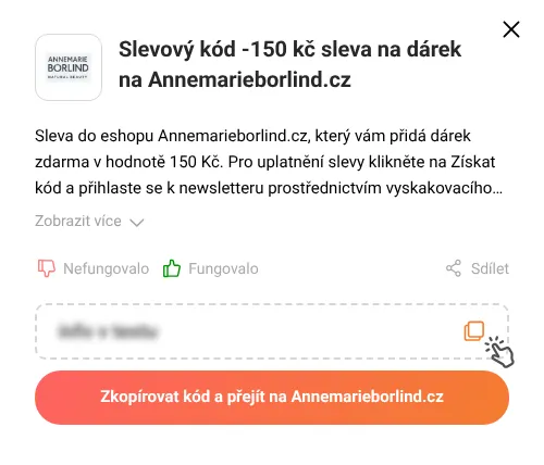 Návod jak zkopírovat slevový kód Annemarieborlind.cz