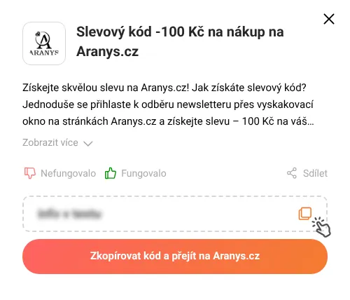 Návod jak zkopírovat slevový poukaz Aranys.cz