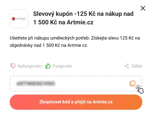 Návod jak zkopírovat slevový kód Artmie.cz