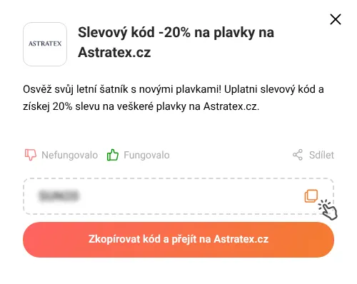 Návod jak zkopírovat slevový kupón Astratex.cz