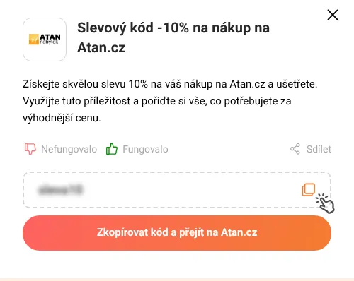 Návod jak zkopírovat slevový kupón Atan.cz