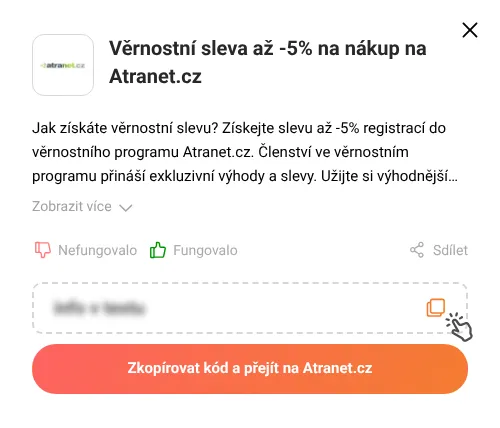 Návod jak zkopírovat slevový kód Atranet.cz