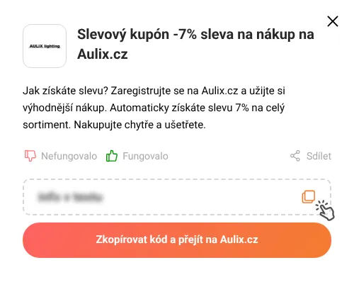 Návod jak zkopírovat slevový kód Aulix.cz