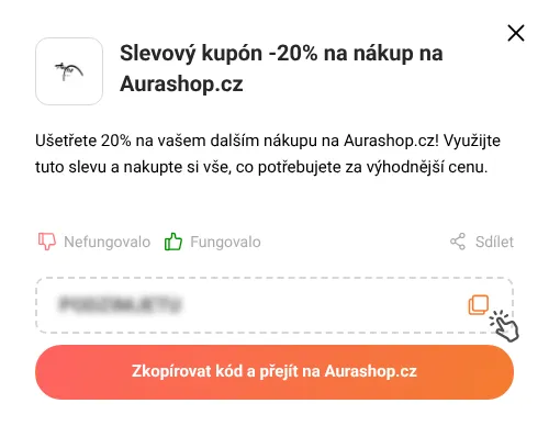 Návod jak zkopírovat slevový kupón Aurashop.cz