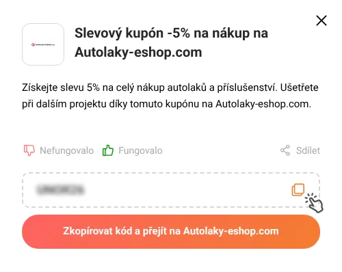 Návod jak zkopírovat slevový kód Autolaky-eshop.com