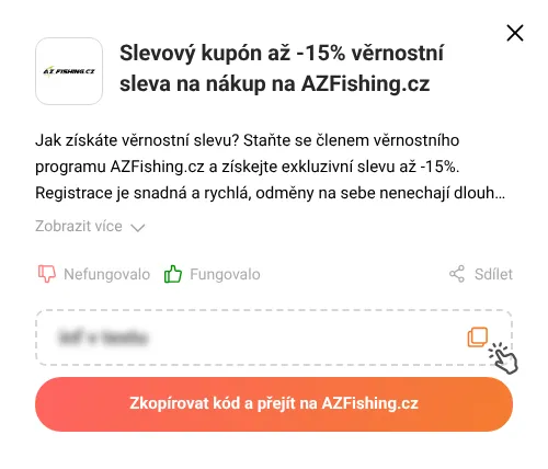 Návod jak zkopírovat slevový kód AZFishing.cz