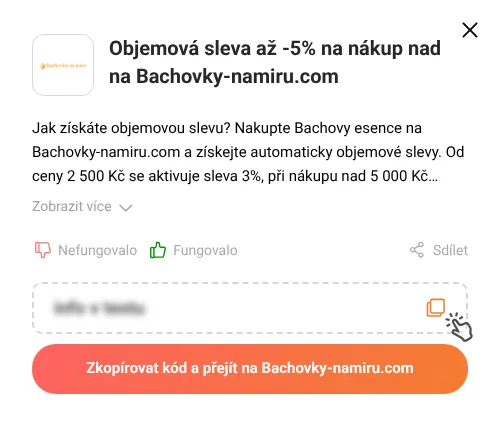 Návod jak zkopírovat slevový kód Bachovky-namiru.com