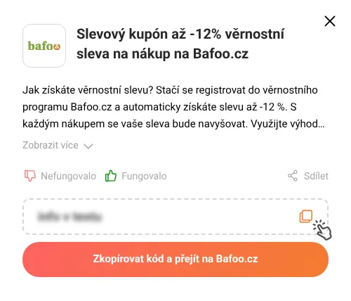 Návod jak zkopírovat slevový kód Bafoo.cz