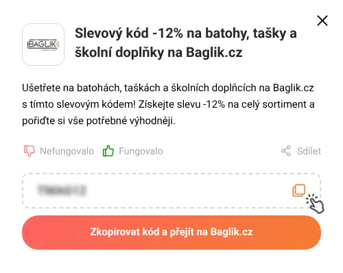 Návod jak zkopírovat slevový kupón Baglik.cz