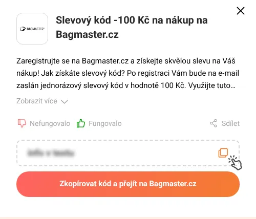 Návod jak zkopírovat slevový poukaz Bagmaster.cz
