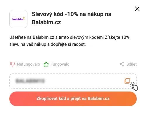 Návod jak zkopírovat slevový kód Balabim.cz
