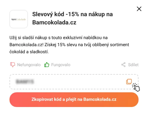Návod jak zkopírovat slevový kód Bamcokolada.cz