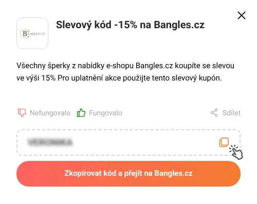 Návod jak zkopírovat slevový kód Bangles.cz
