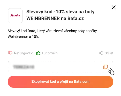 Návod jak zkopírovat slevový kód Bata.com