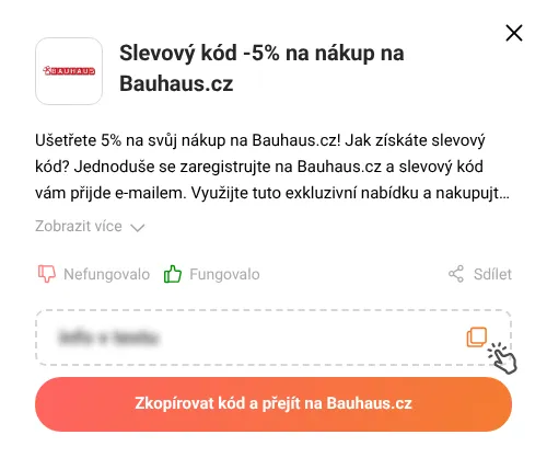 Návod jak zkopírovat slevový kód Bauhaus.cz