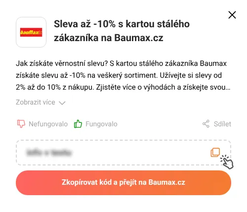 Návod jak zkopírovat slevový kód Baumax.cz