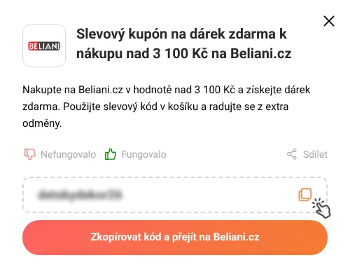 Návod jak zkopírovat slevový kód Beliani.cz