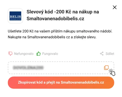 Návod jak zkopírovat slevový kód Smaltovanenadobibelis.cz
