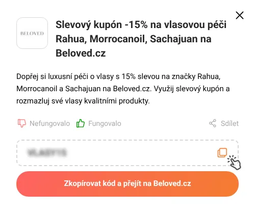 Návod jak zkopírovat slevový kód Beloved.cz