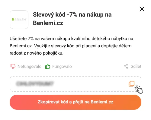Návod jak zkopírovat slevový kupón Benlemi.cz