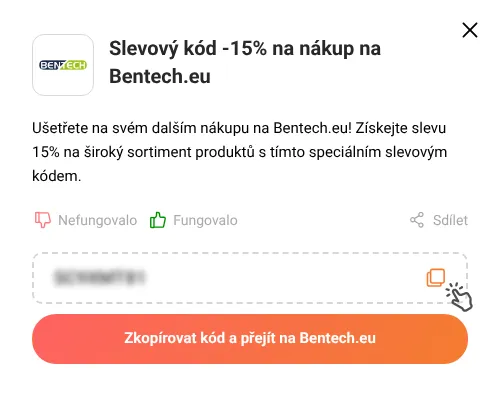 Návod jak zkopírovat slevový kód Bentech.eu