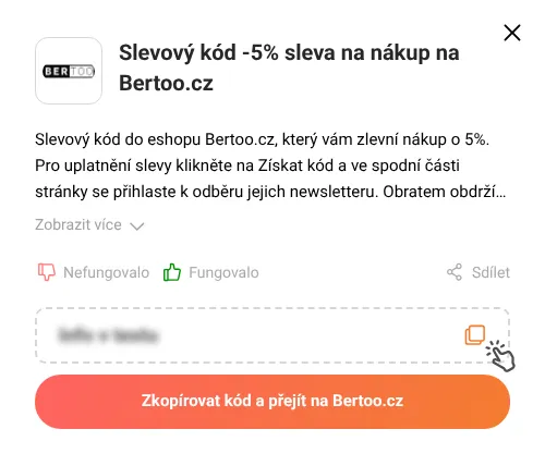 Návod jak zkopírovat slevový kupón Bertoo.cz