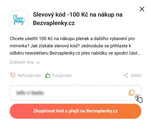 Návod jak zkopírovat slevový kupón Bezvaplenky.cz