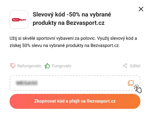 Návod jak zkopírovat slevový kód Bezvasport.cz