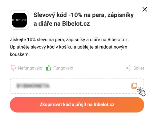 Návod jak zkopírovat slevový kupón Bibelot.cz