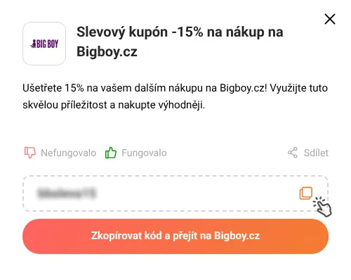 Návod jak zkopírovat slevový kupón Bigboy.cz